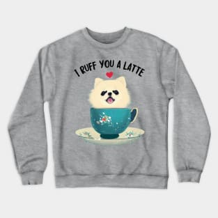 I Love Cutest Teacup Pomeranian Dog A Lot Cream White Pomeranian Puppy Crewneck Sweatshirt